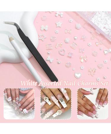 RODAKY 1000PCS Nail Charms - 3D Bows Hearts & Butterflies | Assorted Nail Art Decorations & Flatback Pearl Beads for DIY Manicure - Buy Online on SooperMarket.com