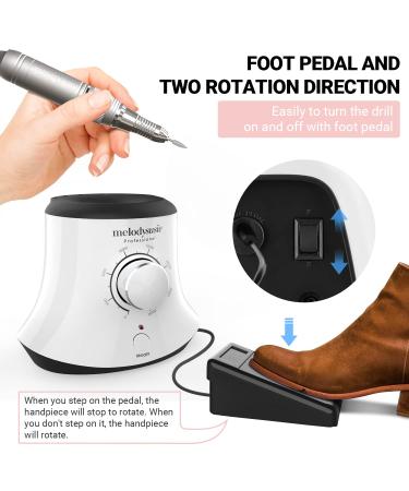 MelodySusie 30000 RPM Professional Nail Drill - Scarlet | High Speed, Low Heat, Low Noise, Low Vibration Portable Efile Drill for Shaping, Buffing, and Removing Acrylic & Gel Nails - A-White - Buy Online on SooperMarket.com