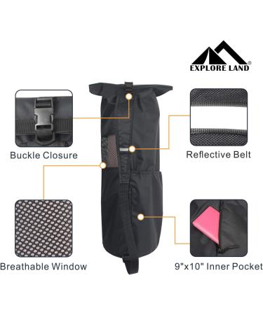 Explore Land Oxford Yoga Mat Storage Bag with Breathable Window and Large Pocket - Fits 1/2 Inch Yoga Mat - Black - Buy Online on SooperMarket.com