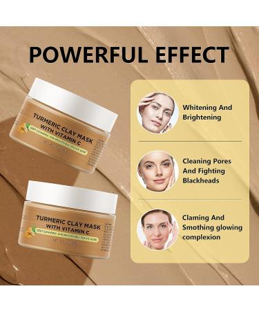 Turmeric & Vitamin C Clay Face Mask for Dark Spots | Blackhead Remover & Deep Cleansing Facial Mask 4.2OZ - Buy Online on SooperMarket.com
