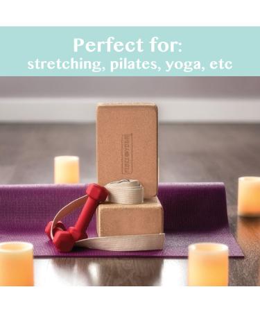 Cork Wood Yoga Blocks 2 Pack - Premium Lotus Design - 9 x 6 x 4 inches - Buy Online on SooperMarket.com