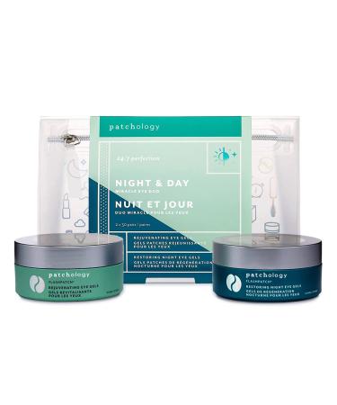 Patchology Night & Day Under Eye Patches For Dark Circles Kit and Puffy Eyes Care & Treatment - Under Eye Mask with Collagen (Day), Retinol (Night) - Eye Bags, Puffiness & Wrinkles Reducer (60 Pairs)
