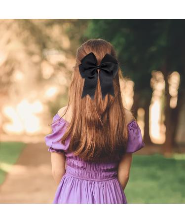 2 Pack 6 inch Bow Hair Clips Large Hair Bow Hair Barrette Clips for Women Girls Black Hair Bows - Buy Online on SooperMarket.com