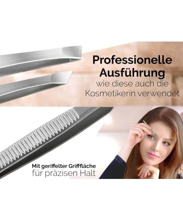 Professional Eyebrow Tweezers Set - Slanted Pointed & Straight Tweezers with Case | Best for Precision Grooming & Hair Removal - Buy Online on SooperMarket.com