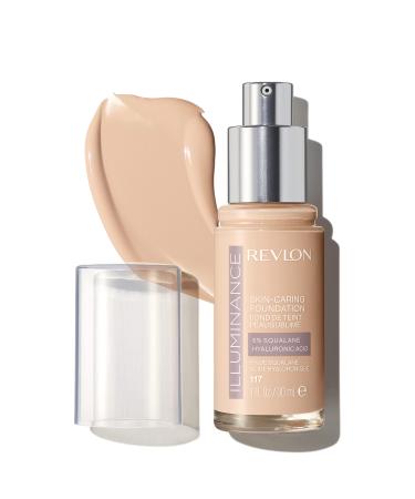Revlon Illuminance Skin-Caring Liquid Foundation, Hyaluronic Acid, Hydrating and Nourishing Formula with Medium Coverage, 117 Light Beige (Pack of 1)