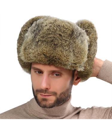 Unisex Faux Fur Trapper Hat - Winter Bomber Cap for Skiing & Hunting in Brown - Buy Online on SooperMarket.com