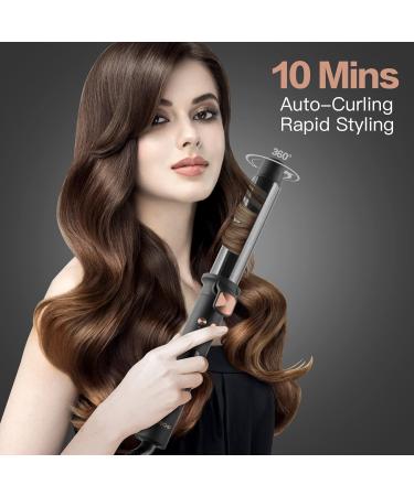 360 Rotating Automatic Hair Curler with Nano Titanium Coating - Large Barrel Curling Wand 32mm - LCD Display 140-220 C - Ideal for Long Medium Hair - Buy Online on SooperMarket.com