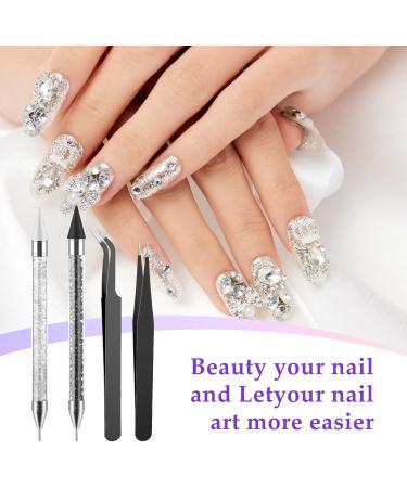 Andibro Rhinestone Picker Tool Set Dual-end Diamond Dotting Pens Wax Pencil Acrylic Pickup Kit for Nail Gems Stones DIY Nail Art Crafts 2 Dotting Pen 2 Wax Tip 2 Nail Art Tweezer(Black+White) - Buy Online on SooperMarket.com