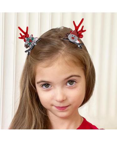 Christmas Antler Hair Clip - Santa Claus Reindeer Ears Barrettes | Portable Reindeer Antlers Ears Barrettes for Family Women Santa Claus red corner - Buy Online on SooperMarket.com