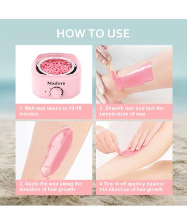 Waxing Kit for Women - Madors Wax Warmer Hair Removal Machine with Hard Wax Beads (Pink) - Buy Online on SooperMarket.com