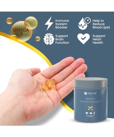 Atlantic Seal Oil Omega 3 1000mg Capsules - Made In Canada Rich in DHA DPA EPA - Natural Supplement to Support Heart Health & Manage Cholesterol Level - Alternative to Cod Liver & Krill Oil - 120 softgels - Buy Online on SooperMarket.com
