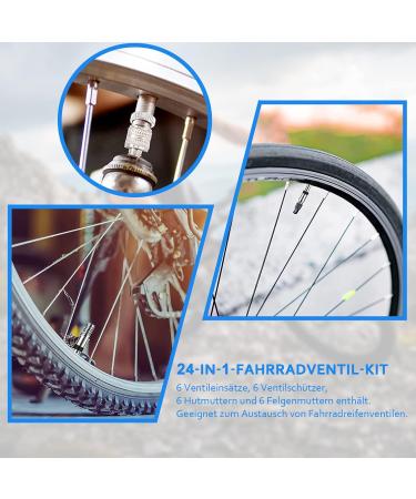 24-Part Bicycle Valve Replacement & Adapter Kit - Dunlop Valard Insert with Seal Nut for Trekking & City Bikes - Buy Online on SooperMarket.com