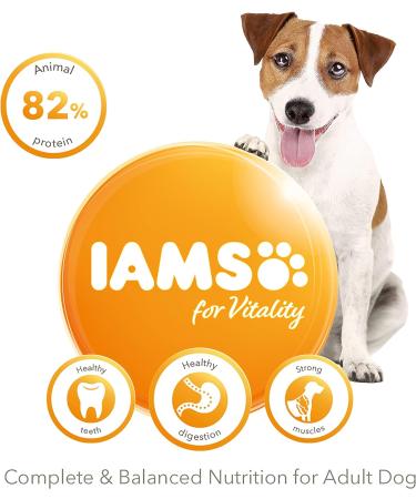 IAMS Complete Dry Dog Food for Adult 1+ Small and Medium Breeds with Chicken 12 kg Chicken 12 kg (Pack of 1) - Buy Online on SooperMarket.com