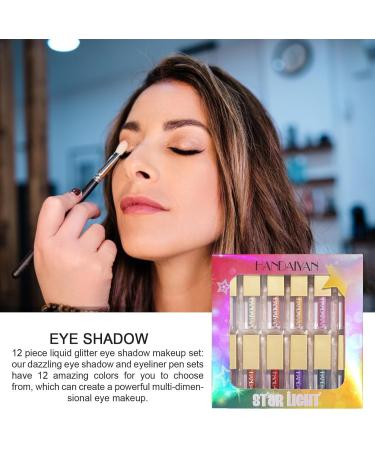 Eyeshadow Liquid - 12 Colors Shimmer Eyeshadow Waterproof Quick-Drying Long Lasting Sparkling Kit for Shiny Makeup Puchen - Buy Online on SooperMarket.com
