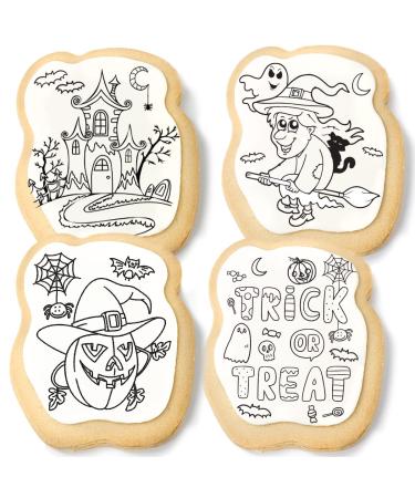 Halloween Cookies Decorating Kit for Kids | 4 Jumbo Cookies + 3 Edible Markers | Pumpkin Witch Ghost Theme | Individually Wrapped | Fun Holiday Activity - Buy Online on SooperMarket.com