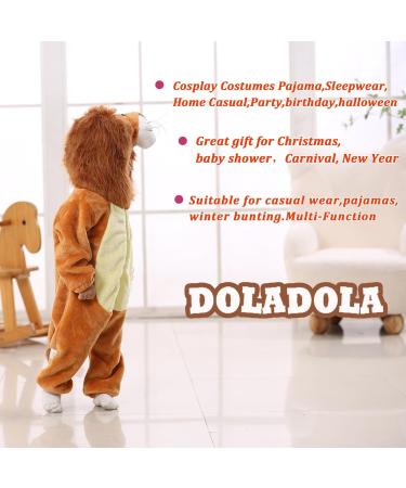 Doladola Baby Lion Hooded Onesie Pajamas - 18-24 Months | Cute Cartoon Animal Romper for Boys and Girls - Buy Online on SooperMarket.com