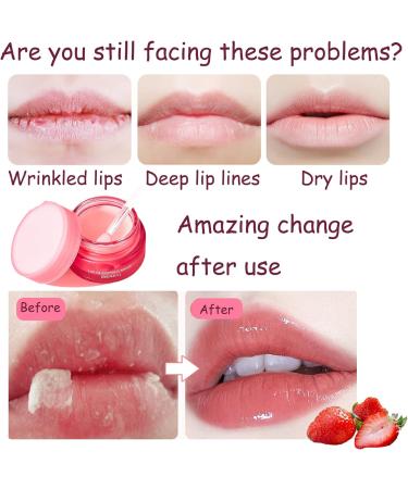 Lip Sleeping Mask Lip Mask Overnight Strawberry Lip Masks Skincare Lip Oils Lip Moisturiser for Dry Chapped Peeling Cracked Lips Fades Lip Lines Lip Balm Locks In Moisture Lip Care 20g-Strawberry01 - Buy Online on SooperMarket.com
