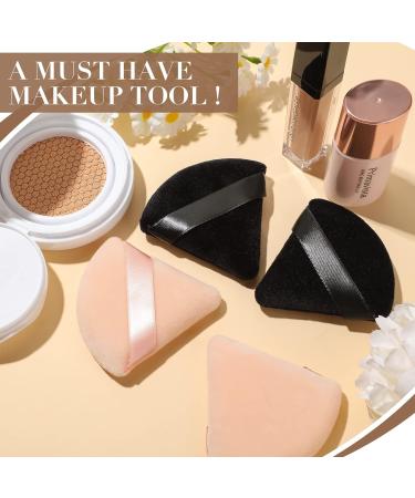 Triangle Makeup Sponge Set - 4 Pcs Cosmetics Face Powder Puff for Foundation - Soft Velvet Body Cushion Pads in Black Nude - Buy Online on SooperMarket.com