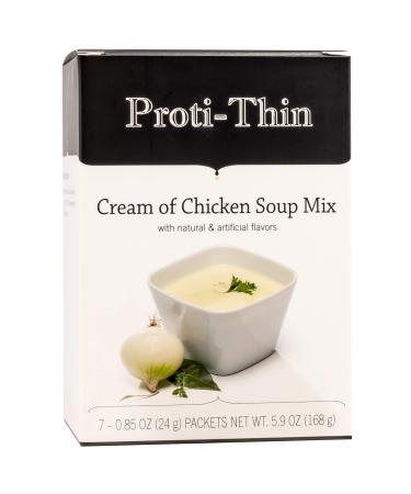 Proti-Thin High Protein Cream of Chicken Soup, Healthy Instant Diet Soup Mix, Gluten-Free, 1 Pack of 7 Servings