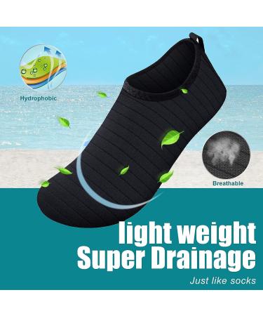 Metog Water Shoes Quick-Dry Aqua Socks Barefoot Slip-on for Beach Swim Yoga - Lit-stripe Black - Buy Online on SooperMarket.com