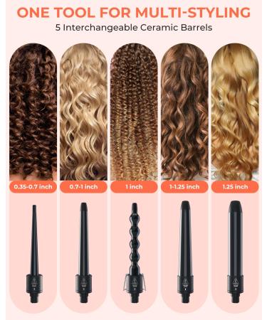 Buy Ohuhu 5 in 1 Curling Iron Set - Interchangeable Ceramic Wave Iron & Gloves - Perfect Gifts for Women & Girls - Mother's Day Black - Buy Online on SooperMarket.com
