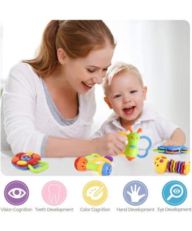 WISHTIME 11PCS Baby Rattles Teethers for Newborn Toys - Hand Development Rattle Toys and Giant Bottle - Gifts for Infants 0-12 Months (Blue) - Buy Online on SooperMarket.com