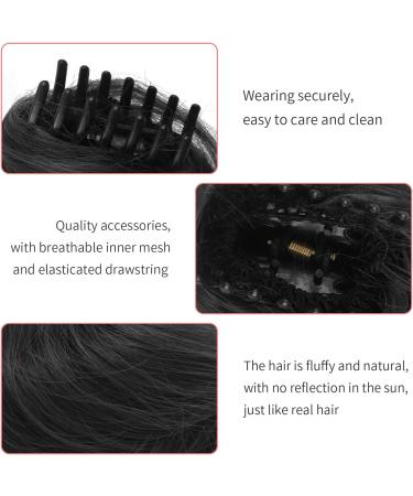 2PCS Mini Claw Fake Buns Hair Donut Chignon Clip in Scrunchies Natural Black - Buy Online on SooperMarket.com
