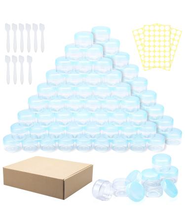 100 pieces of jaws 5ml empty can mini clear cremal trial transparent cremeglas cosmetic bottle container with screw cap rice set used for lip balm lotion blue 100 pieces blue