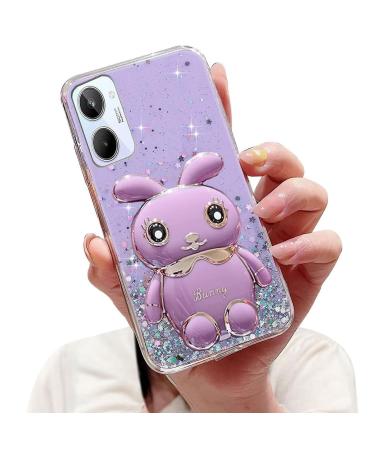 Tivenfezk Nadoli for Oppo Realme 10 4G Hase Hidden Stand Shell caricature glitter rabbits stand Soft silicone bling cell phone case transparent protective cover Oppo realme 10 4g purple