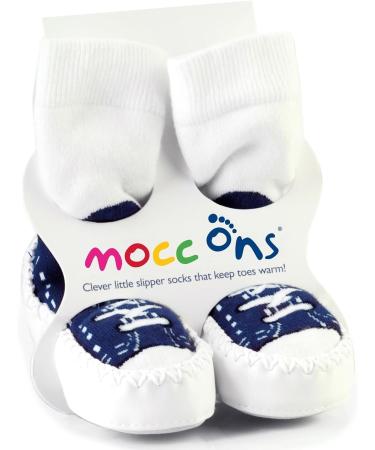 Mocc Ons Washable Leather Sole Slipper Socks - 18-24 Months Sneaker Navy - Buy Online on SooperMarket.com