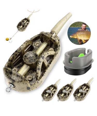 Realure feeder accessories 4 in 1 method of method feeder carp fishing feeder inline lead feeder fishing with weight feeder for basic fishing pellets carp food feeder rod and carp accessories 40G 50g 60g