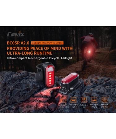 EdisonBright Fenix BC05R V2 USB-C Rechargeable Bike Light & Red Tail Light Bundle - Buy Online on SooperMarket.com