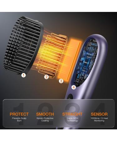 Mini Hair Straightener Brush - Wireless Straightening Brush with 3 Temperature Levels for Effortless Styling - Buy Online on SooperMarket.com