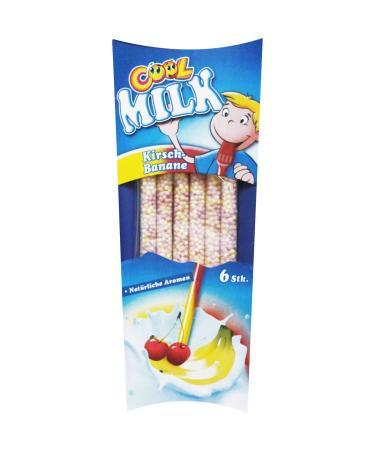 Cool Milk ECO drinking straws for making cocoa | Cherry Banana KIBA | 1 pack with 5 compostable drinking straws each (1 x 30 g)