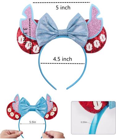 Yunmoxiao Mouse Ears Bow Headbands Shiny Bows Glitter Party Decoration Cosplay Costume for Kids Girls Women Princess Party Decorations Cosplay (Pink) - Buy Online on SooperMarket.com