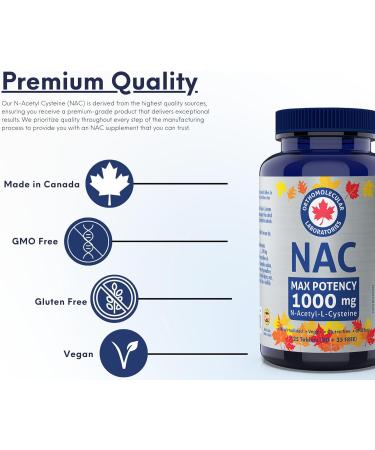 Orthomolecular Laboratories - NAC Supplement N-Acetyl-L-Cysteine 1000mg 125 Tablets Max Potency - Liver Health Lung Health and Respiratory Supplements - N-Acetyl Cysteine NAC Glutathione Supplement - Buy Online on SooperMarket.com