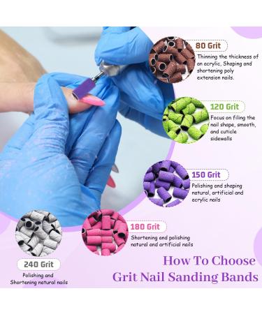 100Pcs 240 Grit Sanding Bands for Nail Drill - Extra Fine Zebra Nail Sanding Bands Set for Manicures & Pedicures - Buy Online on SooperMarket.com
