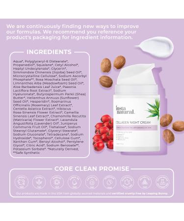 InstaNatural Collagen Night Cream 1.7 fl oz - Anti-Aging Moisturizer for Youthful Skin - Buy Online on SooperMarket.com