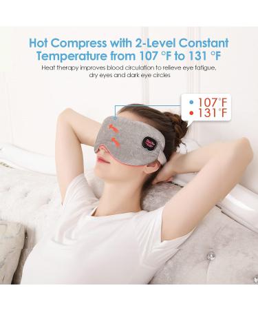 Heated Eye Mask - Deckpro Steam Warm Compress Therapy, USB Rechargeable, Adjustable Strap - Silk Travel Eye Mask for Dark Circles, Puffiness, and Fatigue - Gray - Buy Online on SooperMarket.com