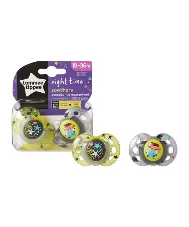 Tommee Tippee Night Pacifier Set - Symmetrical Orthodontic Design for 18-36 Months Glow in the Dark - 2 Pack - Buy Online on SooperMarket.com