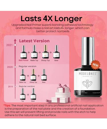 Modelones 24 Pcs Gel Nail Polish Kit - Hot Pink & Glitter Soak Off Gel Set with GlossyMatte Top & Base Coat | Perfect Nail Art Gifts - Buy Online on SooperMarket.com