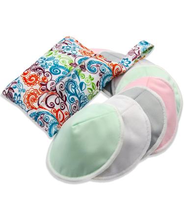 PINOWU Women's Nursing Pads - Reusable Breastfeeding Nipple Covers - 8 Washable Pads + Wet Bag - Maternity Essentials (Pastel Touch Large 4.7 - Buy Online on SooperMarket.com