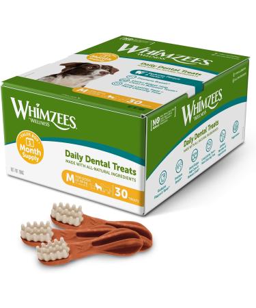 WHIMZEES Wellness Toothbrush Dog Chews for Medium Breeds - 30 Piece Month Box - Buy Online on SooperMarket.com
