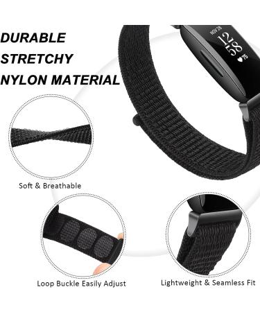 Soft Nylon Bands for Fitbit Inspire 2/Inspire HR - Adjustable Replacement Strap (Black) - Buy Online on SooperMarket.com
