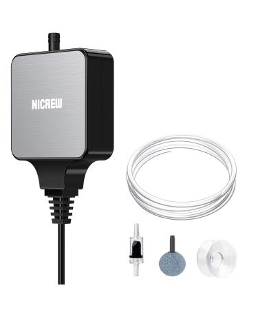 NICREW Aquarium Air Pump Nano Silent Mini Oxygen Pump with Check Valve Very Quiet 33dB Aquarium Accessories for Nano Aquariums