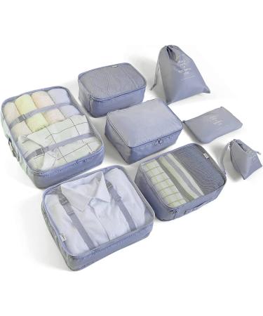 Billybath suitcase organizer set packing cubes clothes bag shoe bag travel organiz Pack cosmetics Travel Organiz Pack bags for suitcases (8 parts gray)