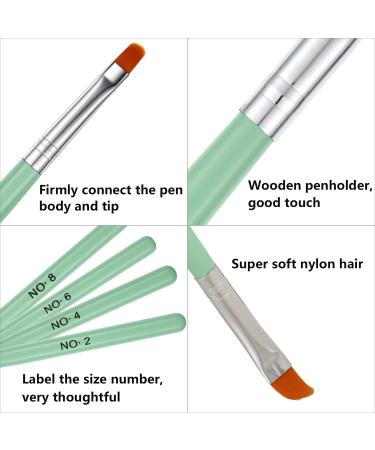 7-Piece UV Gel Nail Brush Set - Acrylic Nail Art Polygel Brushes with Wooden Handle - 7 Sizes for Extensions & Manicure - Green - Buy Online on SooperMarket.com
