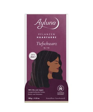 Ayluna plant hair color 110 deep black vegan hair color with henna Indian Krapp Fenugreek & chamomile for a long -lasting color gloss & volume ammonia -free 100% gray hair cover 100g deep black (1 Pack)