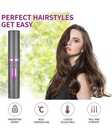 OBEST Cordless Hair Straighteners Curler 2 in 1 Mini Portable Travel Wireless Flat Iron Fast Heat Up Anti-Scald 3-Level Straightener for Swift Smooth and Glossy Hair Type-C Rechargeable (Grey) Gray - Buy Online on SooperMarket.com