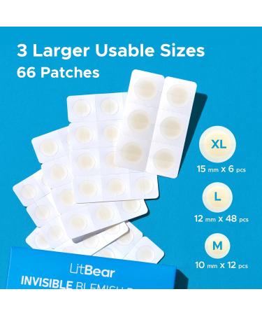 LitBear Pimple Patches | Invisible Hydrocolloid Acne Treatment | 66 Assorted Salicylic Acid Spot Covers for Whiteheads & Cystic Acne - Buy Online on SooperMarket.com